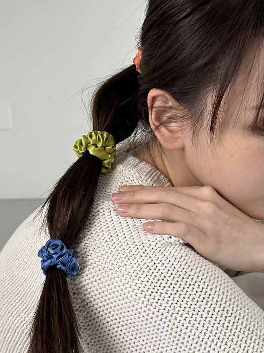 [1+1] real silk scrunchie - 4color