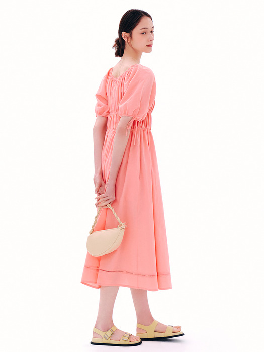 Puff Sleeve Shirring Dress_2color