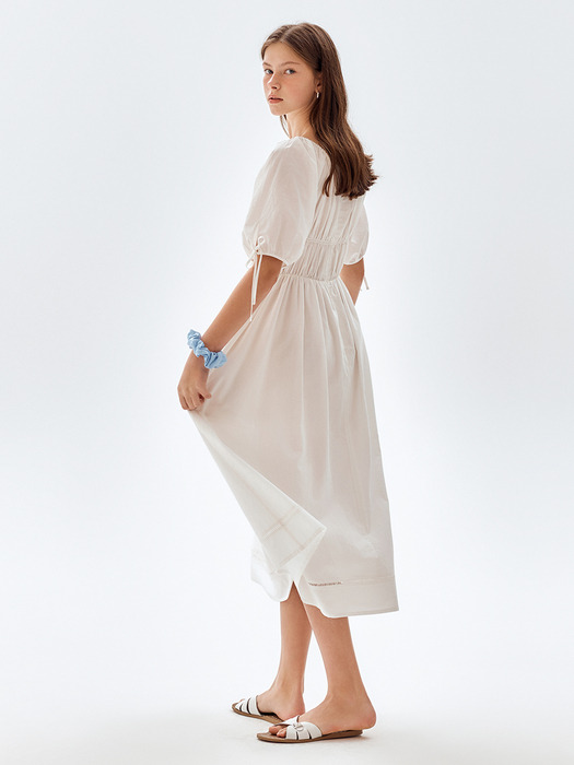 Puff Sleeve Shirring Dress_2color