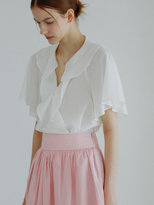 셔링 블라우스 화이트 SHIRRING BLOUSE WHITE