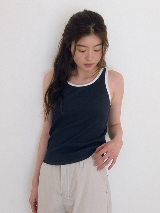 Coloration Sleeveless Top - Navy