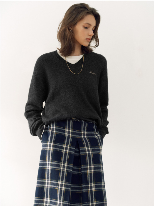 FENCHURCH A-line midi skirt (Navy check)