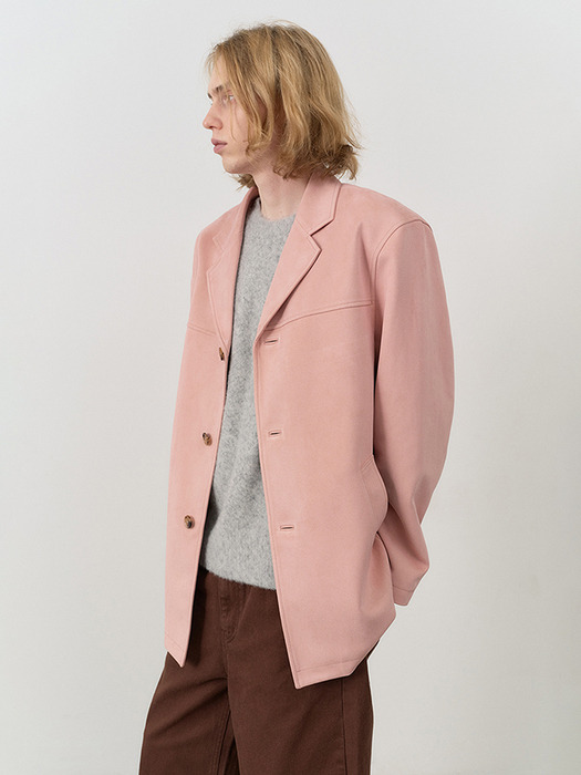 UNISEX VEGAN SUEDE HALF JACKET SOFT PINK_M_UDJA4C110P1