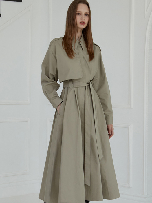 amr1297 flared trench dress  (4color)