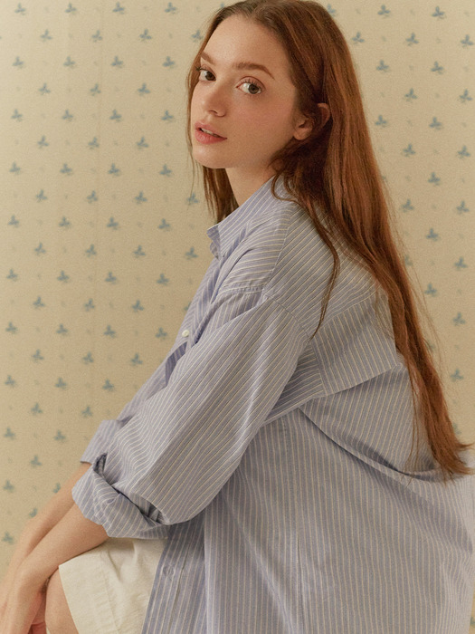 Senne classic stripe shirts (sky blue)