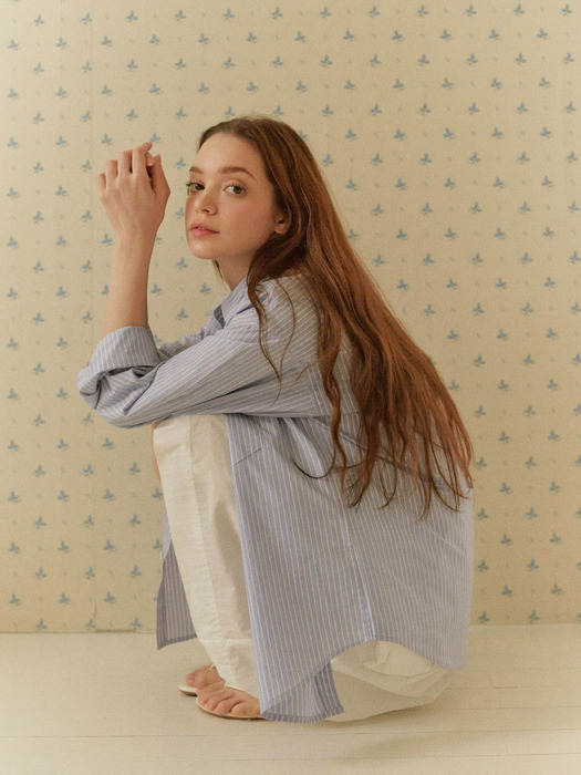 Senne classic stripe shirts (sky blue)