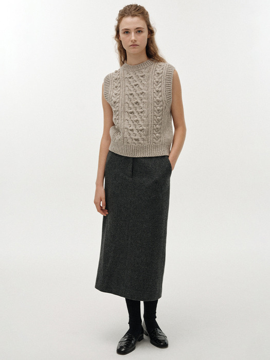 Bany wool midi skirt (Dark gray)