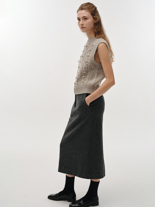 Bany wool midi skirt (Dark gray)