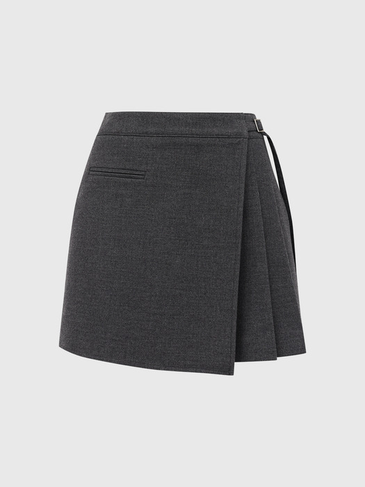 로얄 울 랩 플리츠 스커트_차콜 / ROYAL WOOL RAP PLEATS SKIRT_CHARCOAL