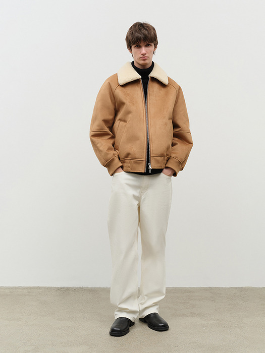 UNISEX VEGAN SHEARLING BLOUSON CAMEL_M_UDJU4D127CM