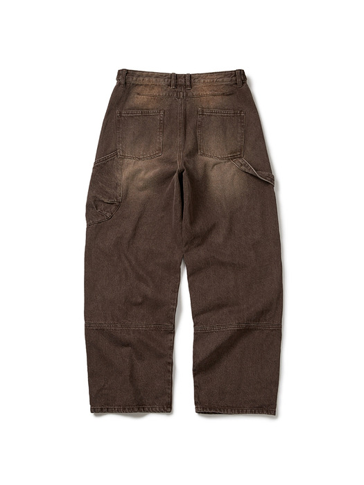 Double knee denim work pants / Brown