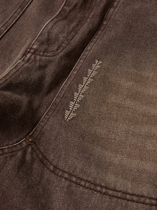 Double knee denim work pants / Brown