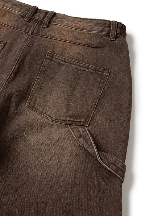 Double knee denim work pants / Brown