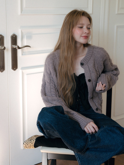 Alpaca Wool Vintage Cable Cardigan_2 Colors