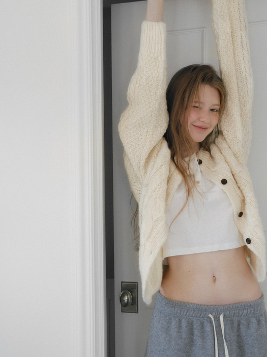 Alpaca Wool Vintage Cable Cardigan_2 Colors