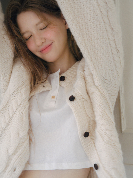 Alpaca Wool Vintage Cable Cardigan_2 Colors