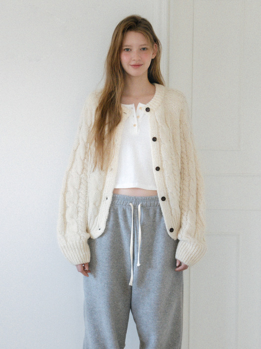 Alpaca Wool Vintage Cable Cardigan_2 Colors