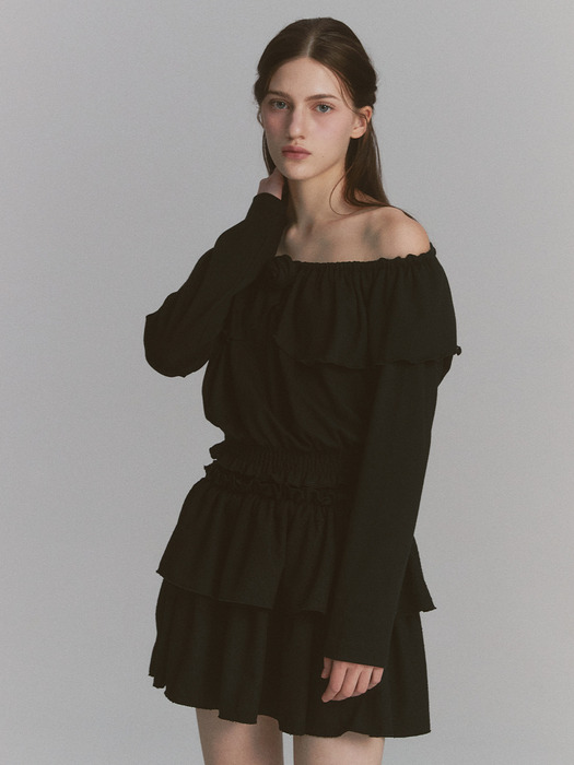 Tulip Off Shoulder Top Black