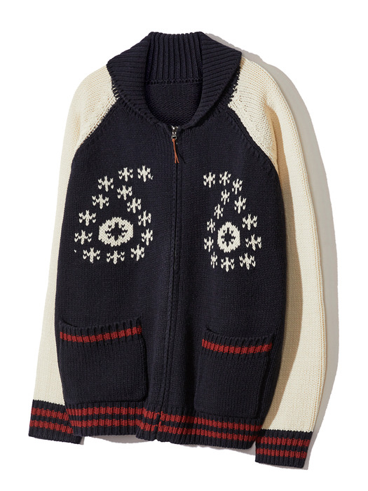 paisley cowichan cardigan navy