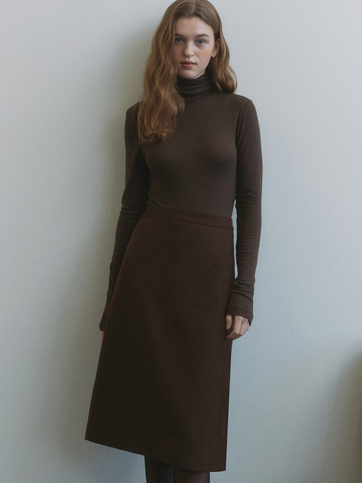 comos 1289 H-line wool pencil skirt (brown)