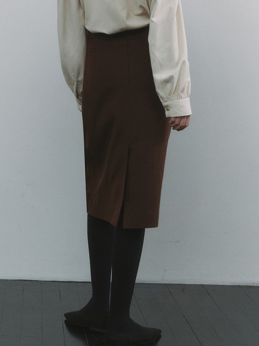 comos 1289 H-line wool pencil skirt (brown)