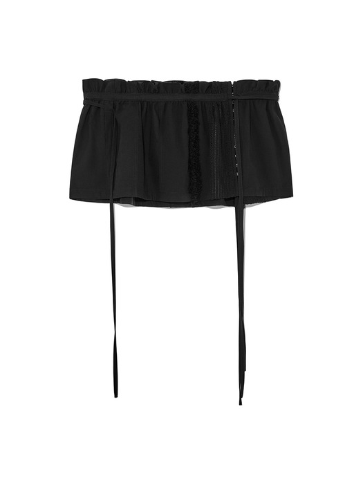 ROUGH PATCHWORK LAYERED SKIRT IN BLACK - Image 2