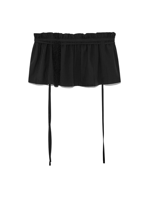 ROUGH PATCHWORK LAYERED SKIRT IN BLACK - Image 3