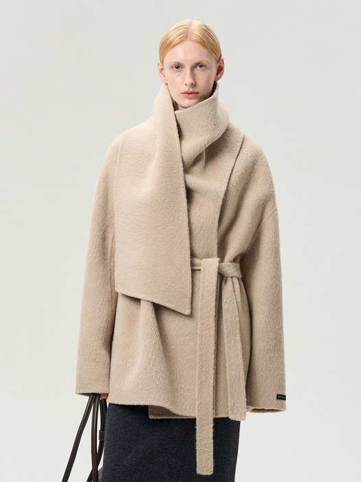 SURI ALPACA WOOL SCARF JACKET SAND BEIGE