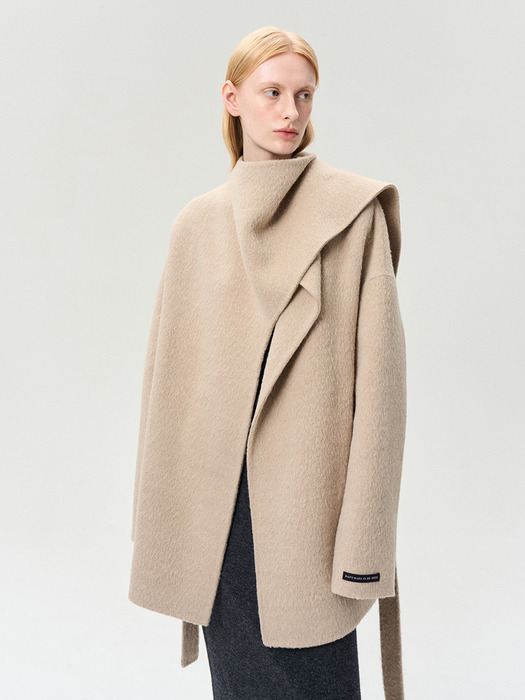 SURI ALPACA WOOL SCARF JACKET SAND BEIGE
