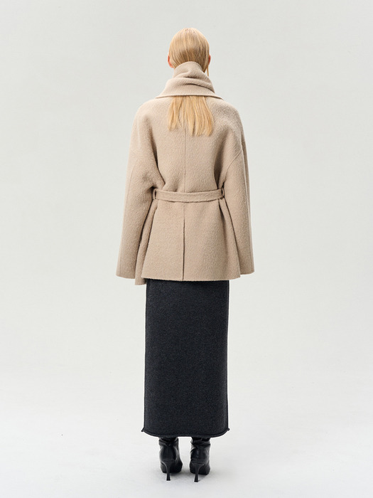 SURI ALPACA WOOL SCARF JACKET SAND BEIGE