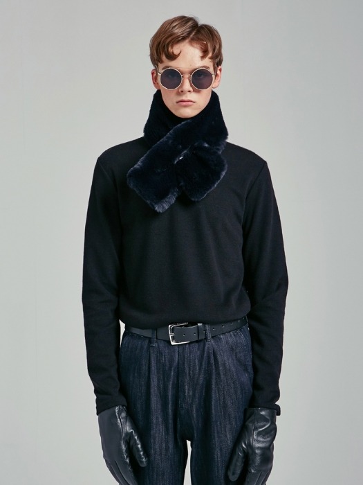 SLIM HALF TURTLENECK T_BLACK