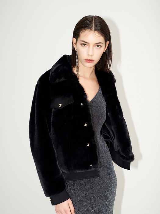 Rami Faux fur suede jacket [Black]