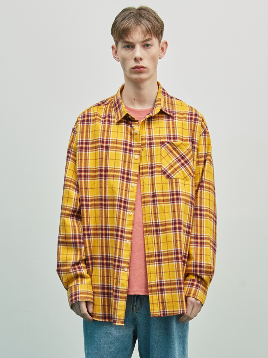 19SS OVERFIT CHECK SHIRT (YELLOW)