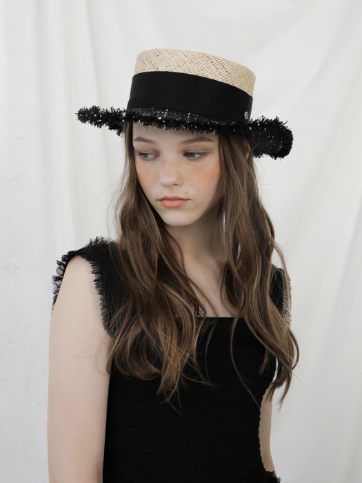 Tweed boater hat - Black