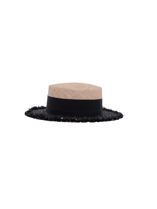 Tweed boater hat - Black