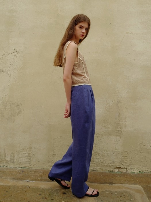 Linen wrap wide pants