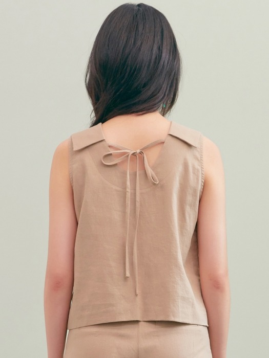 LINEN STRING TOP-BE