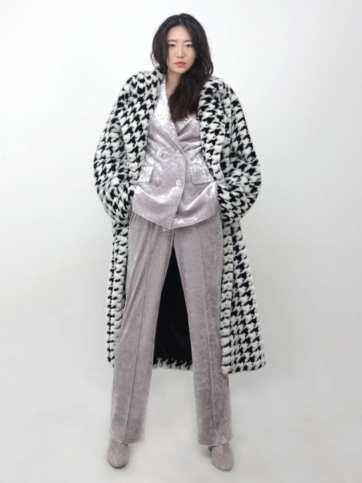 Houndtooth Check Coat