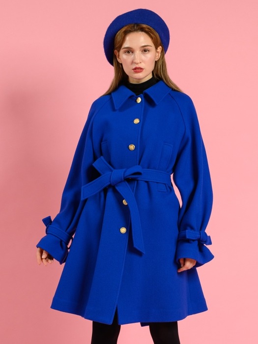 pink katiacho PREMIUM WOOL GOLD BUTTON COAT ITALY BLUE