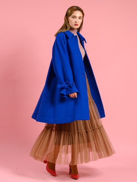pink katiacho PREMIUM WOOL GOLD BUTTON COAT ITALY BLUE