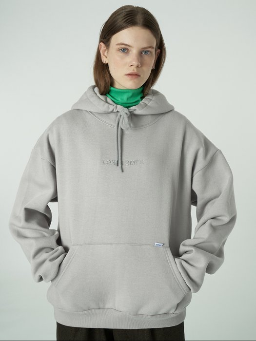 [L]Embroidey gmt logo hoodie-light grey