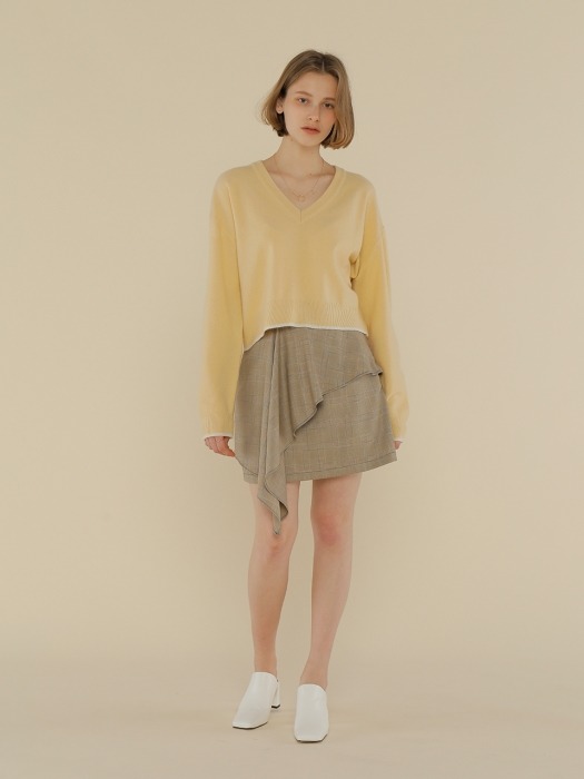 A COLOR LINE KNIT TOP_YELLOW
