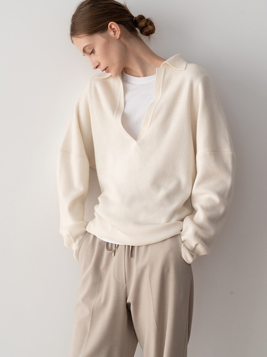 COLLAR KNIT SWEATER (IVORY)