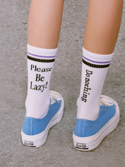 (SC-20107) ROLAROLA LETTERING SOCKS WHITE