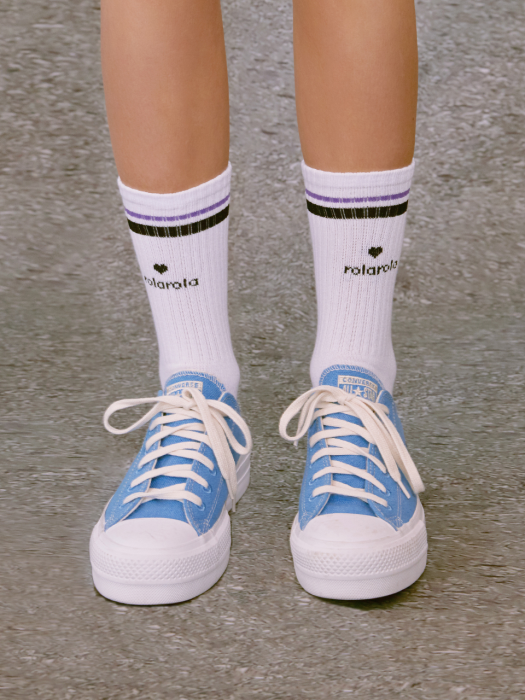 (SC-20107) ROLAROLA LETTERING SOCKS WHITE