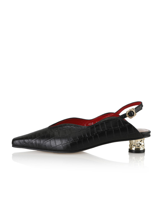 Kalabera sandals / 20SS-S428 Black croc+Gold