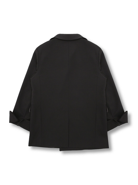Turnup Double Breasted Blazer [Black]