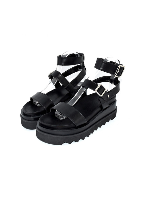 Platform Strap Sandal Black