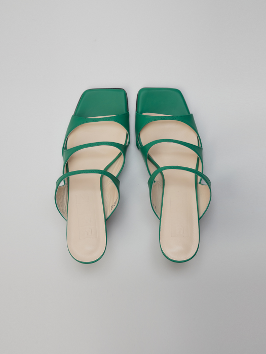 PEPPA Squared toe Leather Mules Green