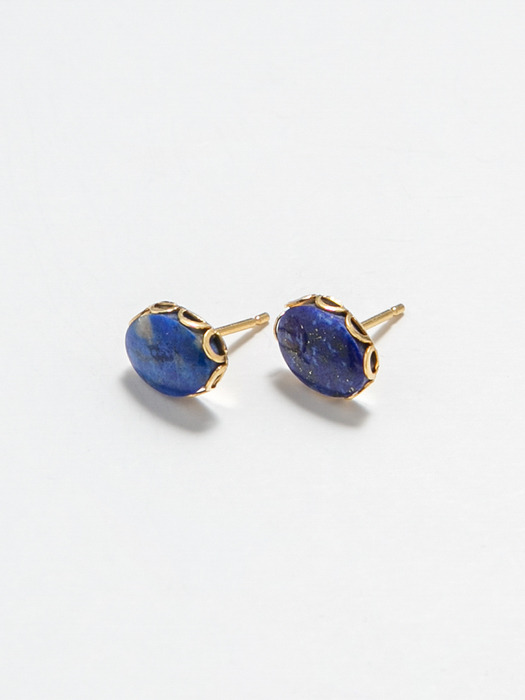 Lapis Lazuli Oval Earrings (14K 골드필드)